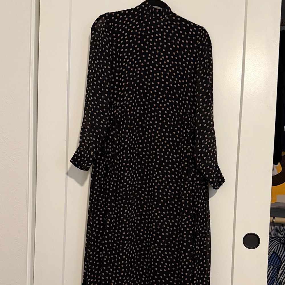 Ganni Black and Tan Long Sleeve Dress